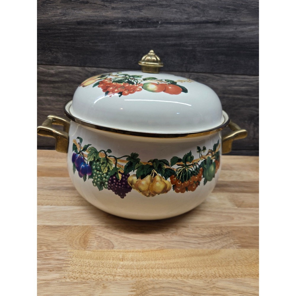 Tabletops Unlimited Kensington Gardens 8 Qt Enamel Stock Pot, Dutch Oven